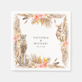 Afrikaanse Safari Boho Floral Monogram Servet