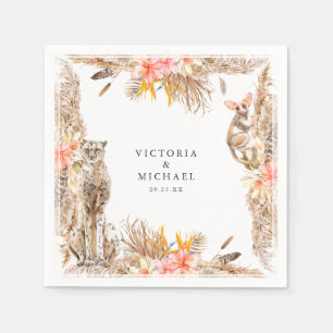 Afrikaanse Safari Boho Floral Monogram Servet