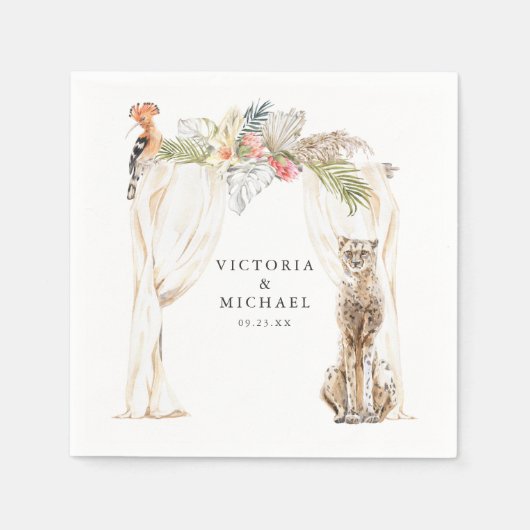 Afrikaanse Safari Boho Floral Monogram Servet (Voorkant)