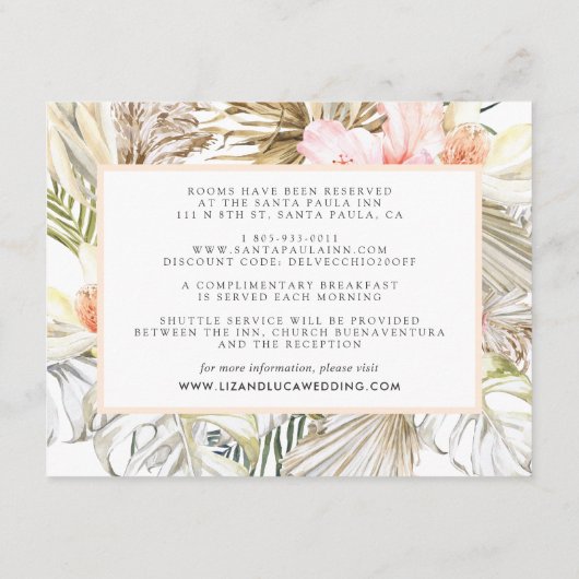 Afrikaanse Safari Bruiloft Gast Details Behuizing Informatiekaartje (Achterkant)