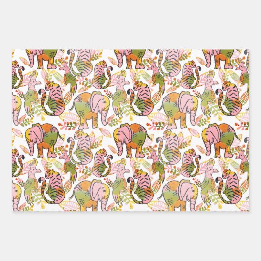 Afrikaanse Safari Dieren Tween Tiener Boho Verjaar Inpakpapier Vel (Voorkant)