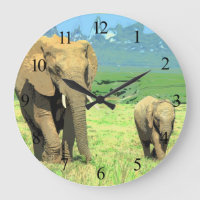 Afrikaanse Safari Elephants Grote klok