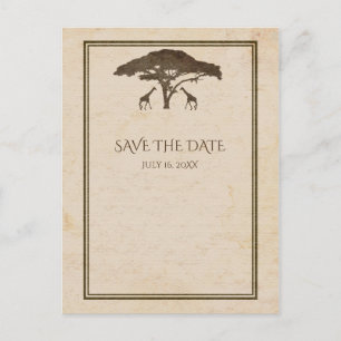 Afrikaanse Safari-giraffen & Boom Save The Date Aankondigingskaart