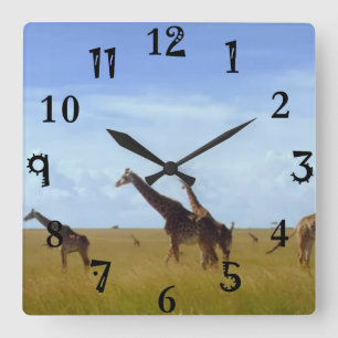 Afrikaanse Safari-giraffen Vierkante Klok