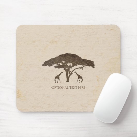 Afrikaanse Safari-Giraffes en  computer met bomen Muismat (Met muis)