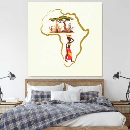 Afrikaanse safari gooipijp canvas afdruk (Insitu (Slaapkamer))