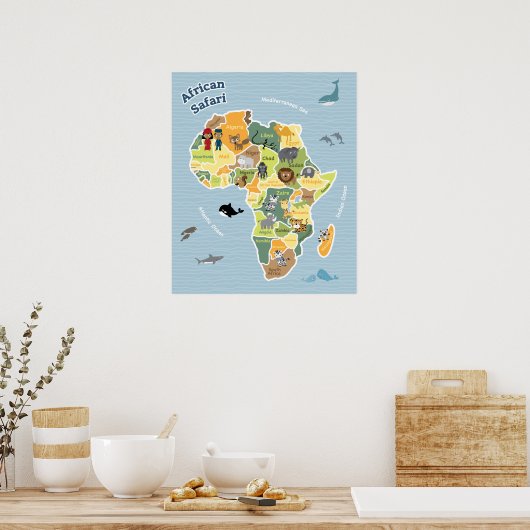 Afrikaanse Safari-kaart Poster (Keuken)