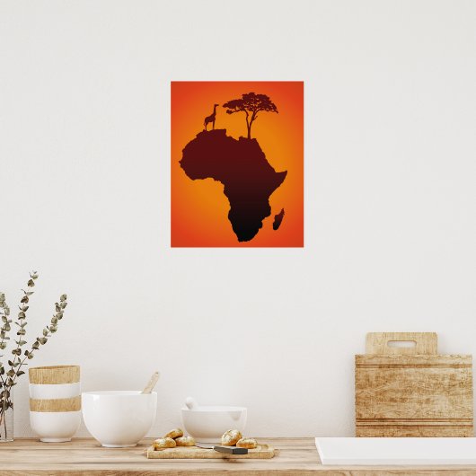 Afrikaanse Safari-kaart - Poster afdrukken (Keuken)