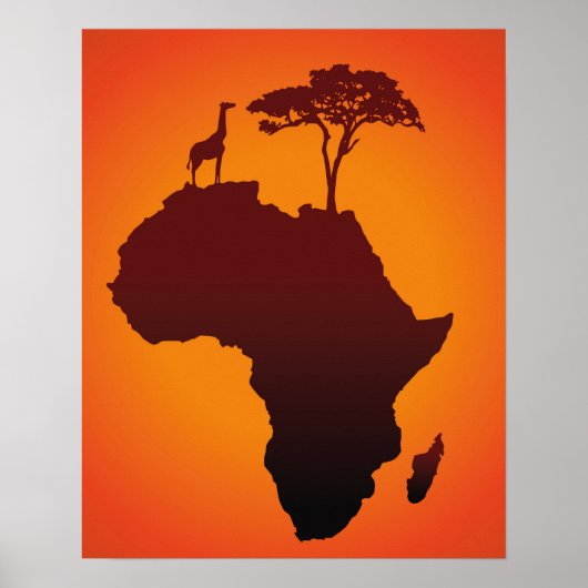 Afrikaanse Safari-kaart - Poster afdrukken (Voorkant)