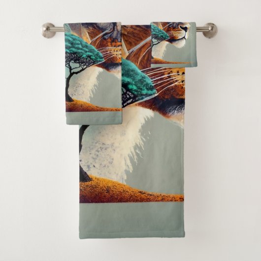 Afrikaanse Safari Leeuw Hoofd Bad Handdoek (Insitu)