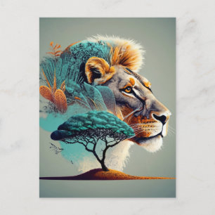 Afrikaanse Safari Leeuw Hoofd Briefkaart