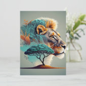 Afrikaanse Safari Leeuw Hoofd Feestdagenkaart (Staand voorkant)