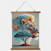 Afrikaanse Safari Leeuw Hoofd Hangend Wandkleed (Voorkant)