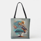 Afrikaanse Safari Leeuw Hoofd Tote Bag (Achterkant)