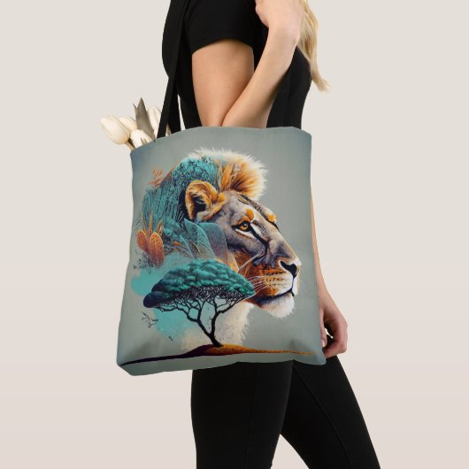 Afrikaanse Safari Leeuw Hoofd Tote Bag (Dichtbij)