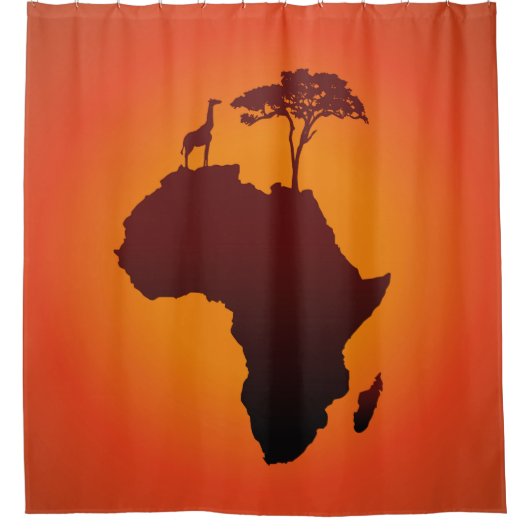 Afrikaanse Safari Map - Shower Curtain Douchegordijn (Voorkant)