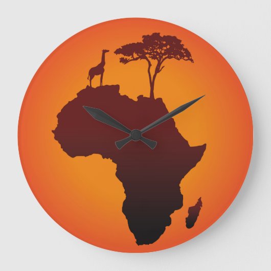Afrikaanse Safari Map - Wall Clock Grote Klok (Voorkant)