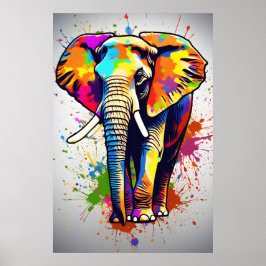 Afrikaanse Safari Olifant Art, Rainbow Painting Poster