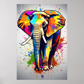 Afrikaanse Safari Olifant Art, Rainbow Painting Poster