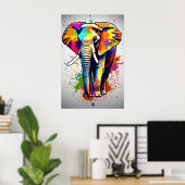 Afrikaanse Safari Olifant Art, Rainbow Painting Poster (Thuiskantoor)