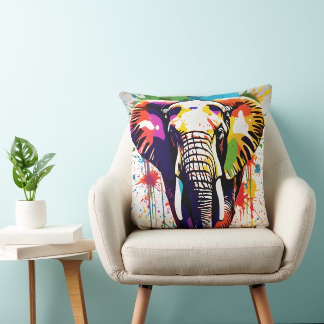 Afrikaanse safari olifant regenboog ontwerp kussen (Stoel)