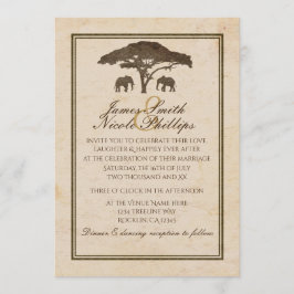 Afrikaanse safari olifanten & bomen Vintage bruilo Kaart