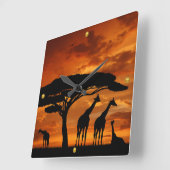 Afrikaanse Safari op Sunset Vierkante Klok (Hoek)