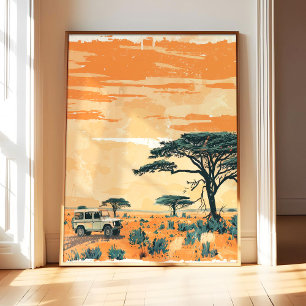 Afrikaanse Safari Poster Kunstprint, Vintage Retro
