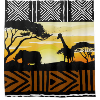 Afrikaanse Safari Scene Badgordijn Douchegordijn