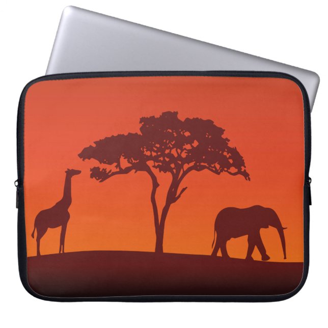 Afrikaanse Safari Silhouette - laptophoes Laptop Sleeve (Voorkant)