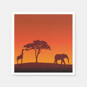 Afrikaanse Safari Silhouette - Papieren servet