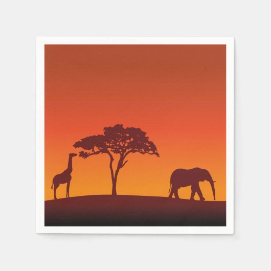 Afrikaanse Safari Silhouette - Papieren servet (Voorkant)
