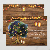 Afrikaanse safari-snaarlampen save the date (Voorkant / Achterkant)