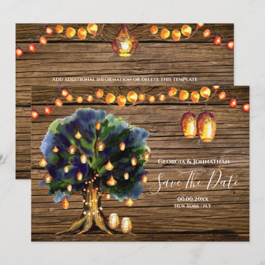 Afrikaanse safari-snaarlampen save the date (Voorkant / Achterkant)