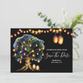 Afrikaanse safari-snaarlicht save the date (Staand voorkant)