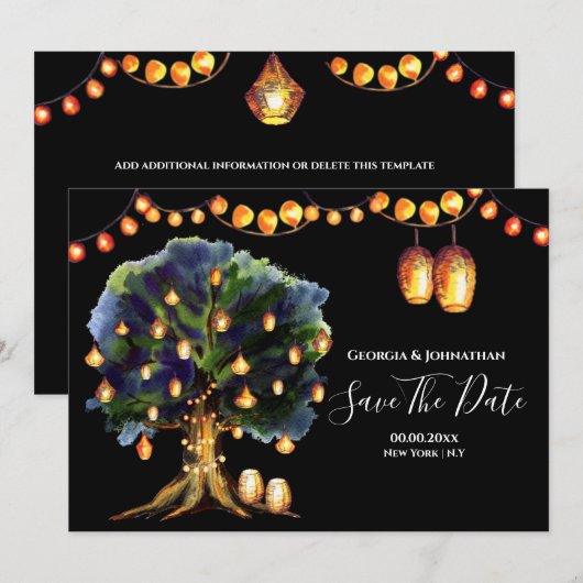 Afrikaanse safari-snaarlicht save the date (Voorkant / Achterkant)