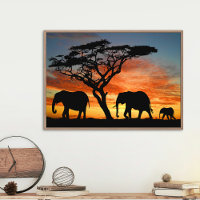 Afrikaanse Safari Sunset Elephant Silhouette Art