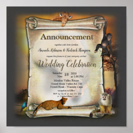 Afrikaanse Safari Sunset koninklijke aankondiging Poster