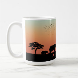 Afrikaanse Safari Sunset Olifant Silhouet Koffiemok