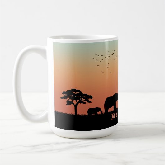 Afrikaanse Safari Sunset Olifant Silhouet Koffiemok (Links)