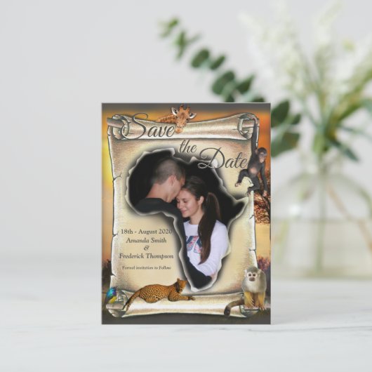 Afrikaanse Safari Sunset Save the Date Aankondigingskaart (Staand voorkant)
