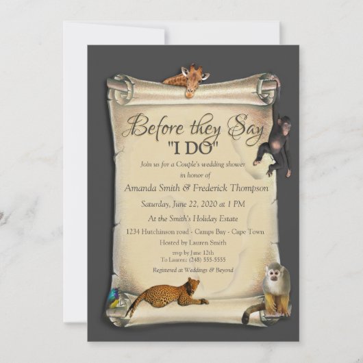Afrikaanse Safari Sunset Trouwdouche Kaart (Voorkant)
