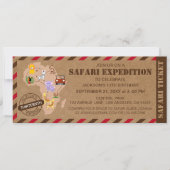 Afrikaanse Safari Ticket Wild Animal Kids Verjaard Kaart (Voorkant)
