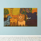 Afrikaanse Safari| Wilde Dieren|Textured Nursery Canvas Afdruk (Insitu (Houten vloer))