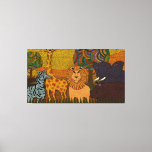 Afrikaanse Safari  Wilde Dieren Textured Nursery Canvas Afdruk