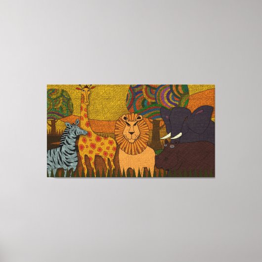 Afrikaanse Safari| Wilde Dieren|Textured Nursery Canvas Afdruk (Voorkant)
