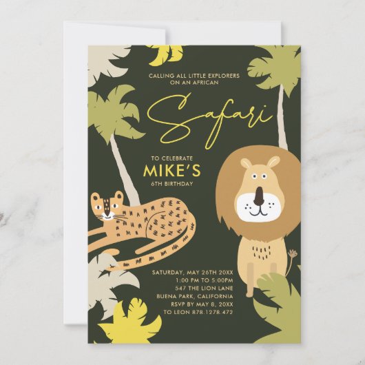 Afrikaanse Safari Wilde Feest Kaart (Voorkant)