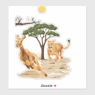 Afrikaanse safari wildlife leeuw hert natuur ontwe sticker