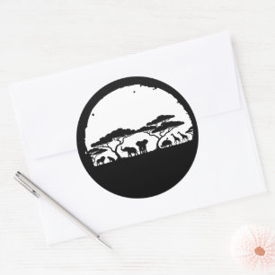Afrikaanse Safari Wildlife Silhouet Ronde Sticker