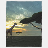 Afrikaanse Safari Zonsondergang Dier Fleece Deken (Voorkant)